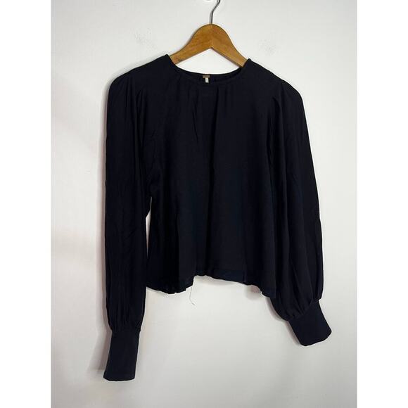 Free People  Billie Ribbed Blouson Sleeve Top Sz. Medium - Picture 2 of 7